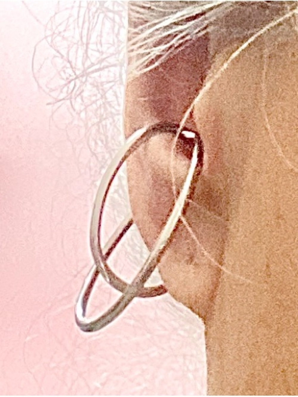 Silver Double Hoop Cuff Earrings, Modern Style